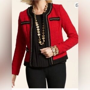 Chicos Elegant Red and Black Women's Jacket Size 0